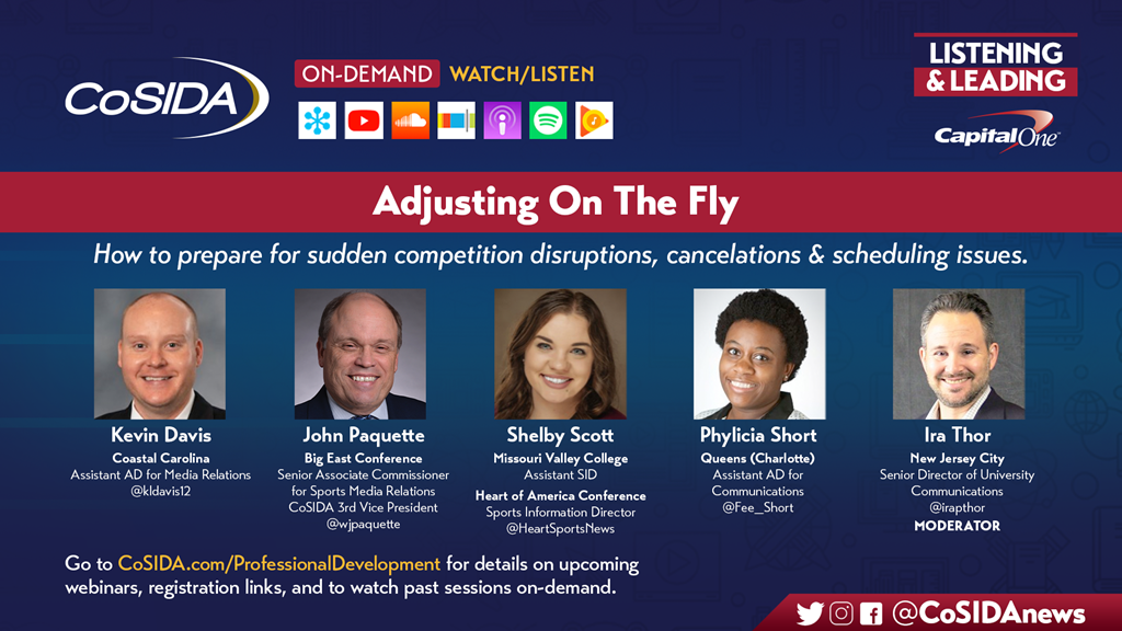 Watch On-Demand: Listening & Leading: Adjusting On The Fly: How to prepare for sudden competition disruptions, cancelations & scheduling issues.